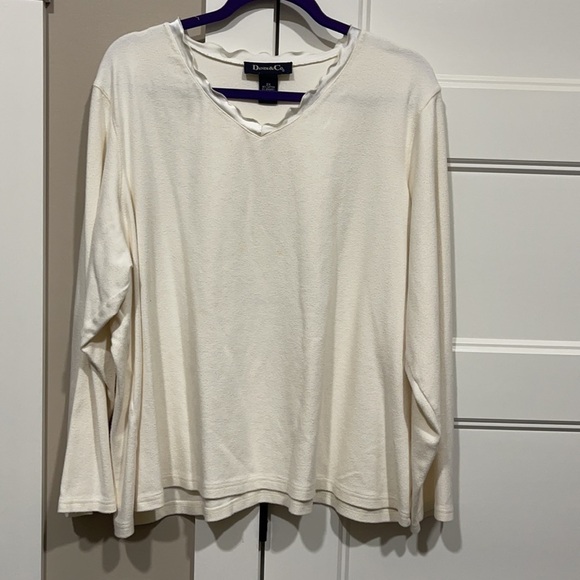 Denim & Co Long Sleeve Cream Top. See pictures for condition - Picture 1 of 5